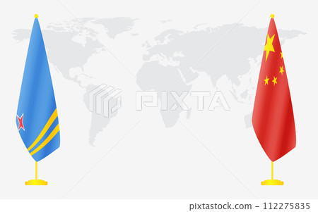 China and Aruba flags for official meeting China and Aruba flags for official meeting 112275835
