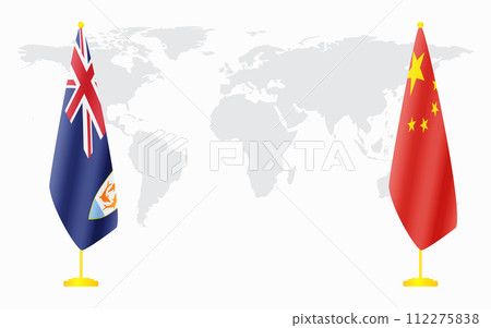 China and Anguilla flags for official meeting 112275838