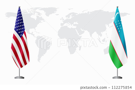 United States and Uzbekistan flags for official meeting United States and Uzbekistan flags for official meeting 112275854