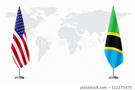 United States and Tanzania flags for official meeting 112275875
