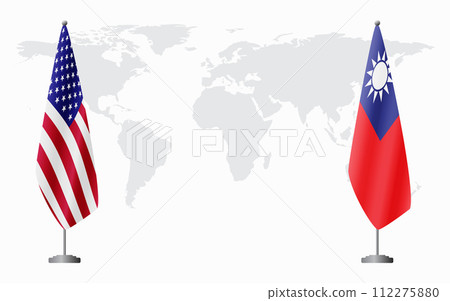 United States and Taiwan flags for official meeting United States and Taiwan flags for official meeting 112275880