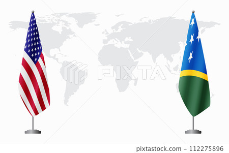 United States and Solomon Islands flags for official meeting United States and Solomon Islands flags for official meeting 112275896
