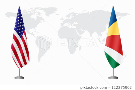 United States and Seychelles flags for official meeting United States and Seychelles flags for official meeting 112275902