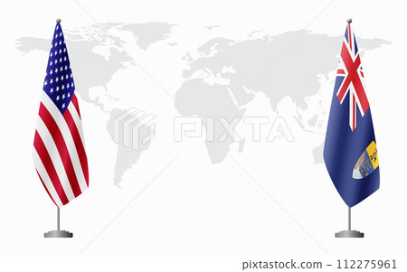 United States and Saint Helena flags for official meeting United States and Saint Helena flags for official meeting 112275961