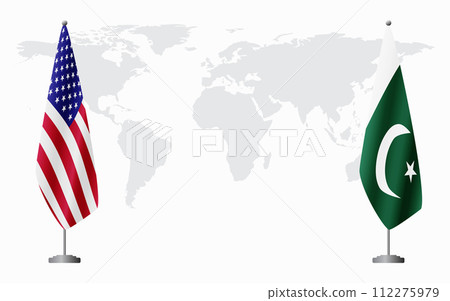 United States and Pakistan flags for official meeting United States and Pakistan flags for official meeting 112275979