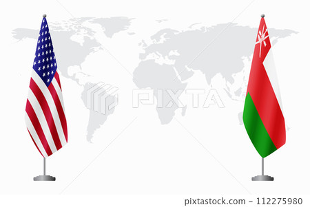 United States and Oman flags for official meeting United States and Oman flags for official meeting 112275980