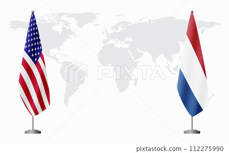 United States and Netherlands flags for official meeting United States and Netherlands flags for official meeting 112275990