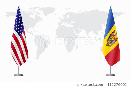 United States and Moldova flags for official meeting 112276001