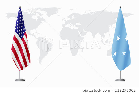United States and Micronesia flags for official meeting 112276002