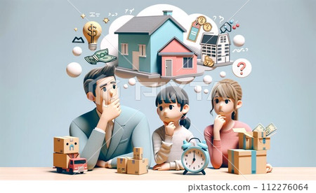 擔心出售或購買房屋的家庭 擔心出售或購買房屋的家庭 112276064