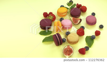 Abstract texture group of macaroons and fruits 112276362