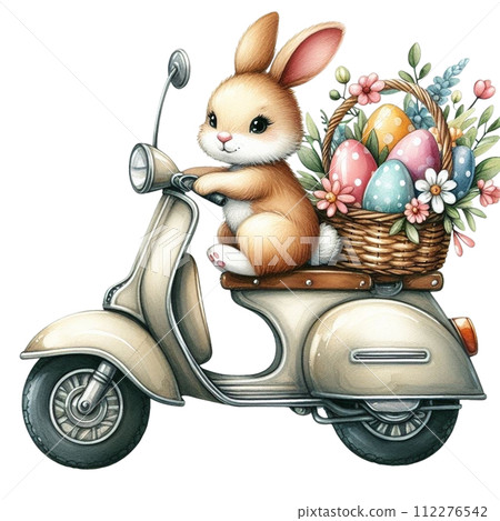 rabbit and flowers with basket rabbit and flowers with basket 112276542