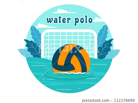 Water Polo Sport Vector Illustration with Player Playing to Throw the Ball on the Opponent's Goal in the Swimming Pool in Flat Cartoon Background Water Polo Sport Vector Illustration with Player Playing to Throw the Ball on the Opponent's Goal in the Swimming Pool in Flat Cartoon Background 112276699