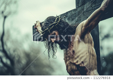 Jesus Christ on the Cross Sculpture Against Sky Jesus Christ on the Cross Sculpture Against Sky 112276918