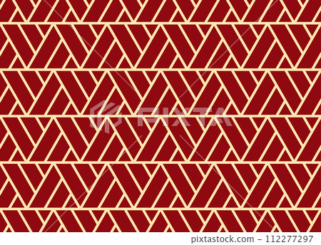 Abstract geometric pattern with stripes, lines. Seamless vector background. Gold and red ornament. Simple lattice graphic design Abstract geometric pattern with stripes, lines. Seamless vector background. Gold and red ornament. Simple lattice graphic design 112277297