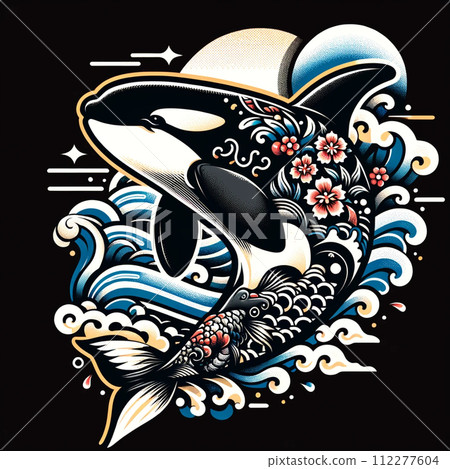 Orca Japanese Style Pattern ⑤ - Stock Illustration [112277604 Orca Japanese Style Pattern ⑤ - Stock Illustration [112277604