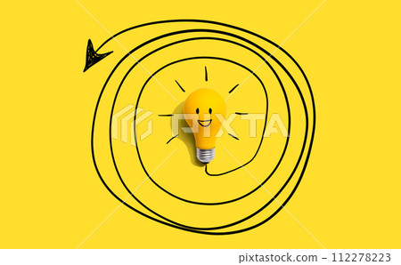 Clarifying complex ideas theme with light bulb Clarifying complex ideas theme with light bulb 112278223