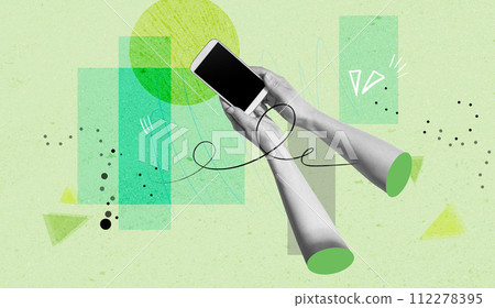 Person using a smartphone - Photo collage 112278395