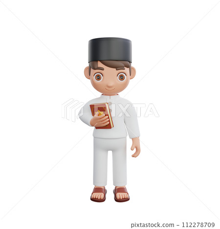 3D Illustration of Muslim character holding the Holy Quran 3D Illustration of Muslim character holding the Holy Quran 112278709