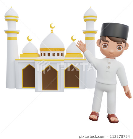 3D Illustration of Muslim character joyful eid celebration 3D Illustration of Muslim character joyful eid celebration 112278734