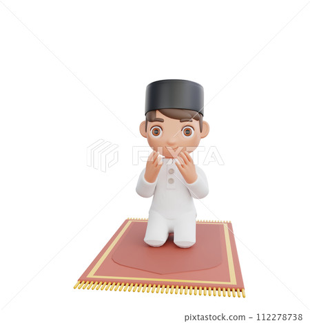 3D Illustration of Muslim character praying 3D Illustration of Muslim character praying 112278738