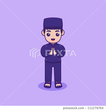 Vector illustration of a character making the gesture of Salam. Ramadan Kareem design concept 112278764