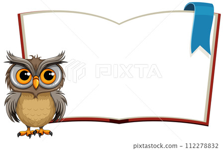 Wise Owl with Open Storybook 112278832