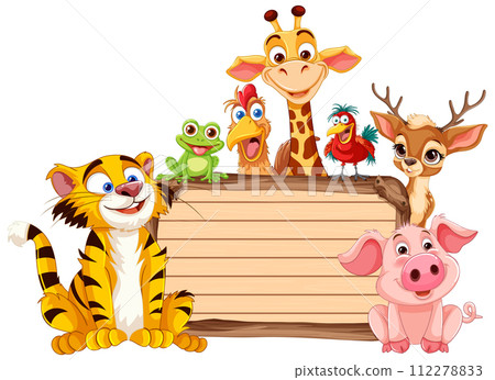 Joyful Assembly of Cartoon Animals 112278833