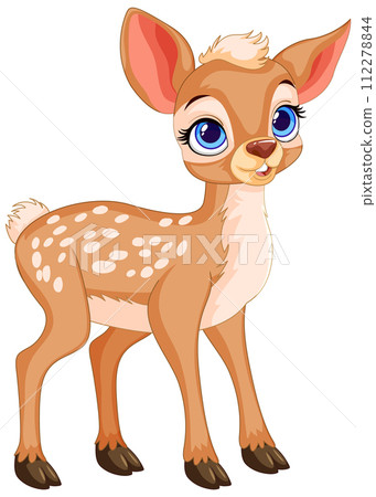 Cute Cartoon Fawn Standing Alone 112278844