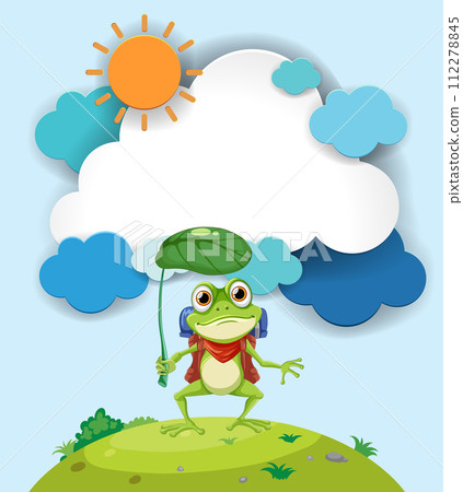 Froggy Day Out with Leaf Umbrella 112278845