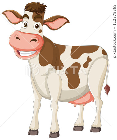 Cheerful Cartoon Cow Standing 112278865