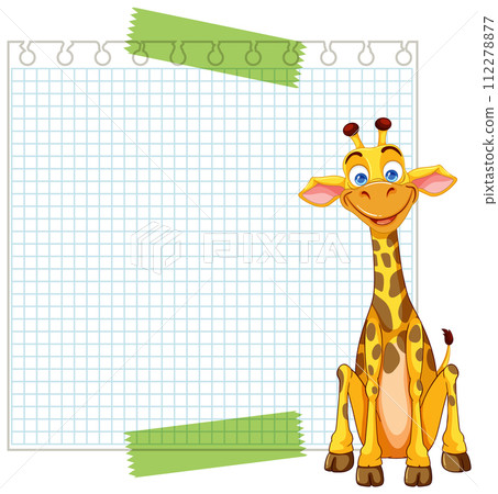 Cheerful Giraffe with Blank Note Cheerful Giraffe with Blank Note 112278877