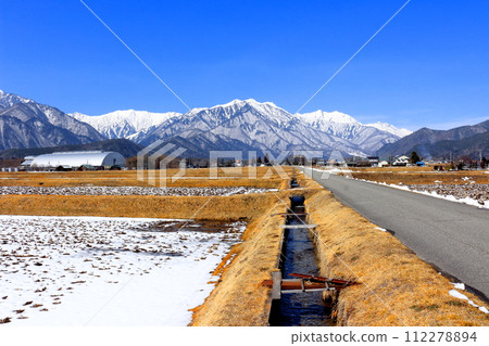 Northern Alps from Shinano Omachi in March Mountains of Shinshu Landscape of Shinshu Nature of Shinshu Northern Alps from Shinano Omachi in March Mountains of Shinshu Landscape of Shinshu Nature of Shinshu 112278894