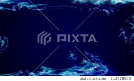 Blue purple energy magic frame made of futuristic waves and lines of liquid plasma smoke particles. Abstract background 112278960