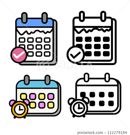 Calendar Schedule Illustration - Line Icon Calendar Schedule Illustration - Line Icon 112279184