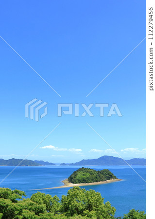 View of Heart Island, Tobishima Kaido, and Shikoku from Oshiba Island 112279456