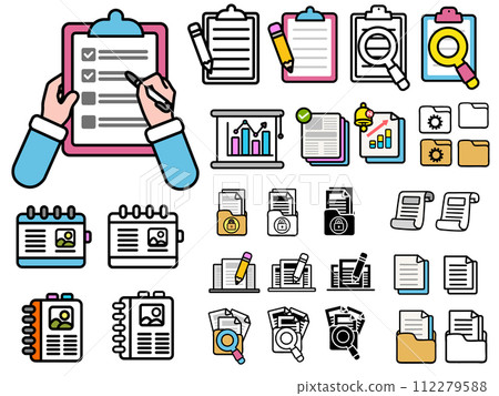 Company Document Illustration - Line Icon 112279588
