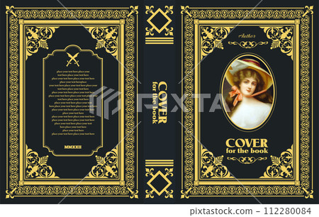 Ornate leather book cover and Old retro ornament frames. Royal Golden style design. Vintage Border to be printed on the covers of books. Vector illustration Ornate leather book cover and Old retro ornament frames. Royal Golden style design. Vintage Border to be printed on the covers of books. Vector illustration 112280084
