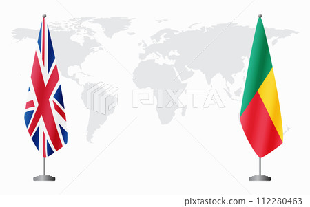 United Kingdom and Benin flags for official meeting 112280463