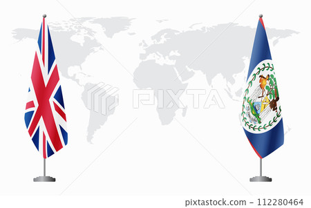 United Kingdom and Belize flags for official meeting 112280464
