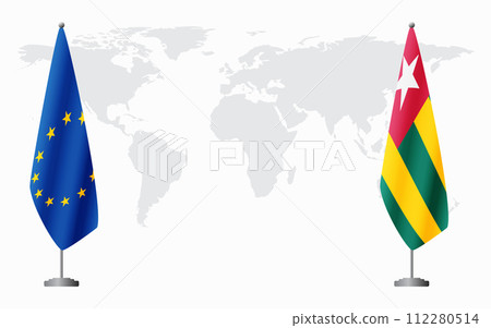 European Union and Togo flags for official meeting European Union and Togo flags for official meeting 112280514