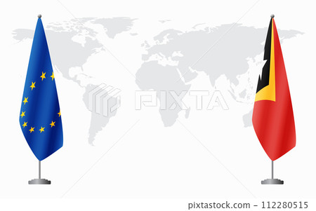 European Union and East Timor flags for official meeting European Union and East Timor flags for official meeting 112280515