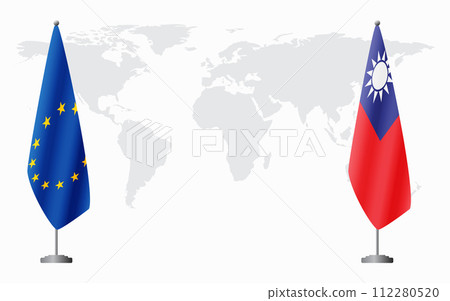 European Union and Taiwan flags for official meeting 112280520