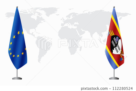 European Union and Kingdom of eSwatini - Swaziland flags for offi European Union and Kingdom of eSwatini - Swaziland flags for offi 112280524
