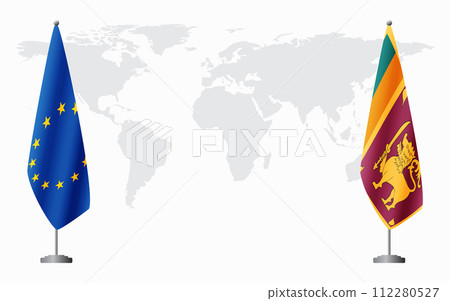 European Union and Sri Lanka flags for official meeting European Union and Sri Lanka flags for official meeting 112280527