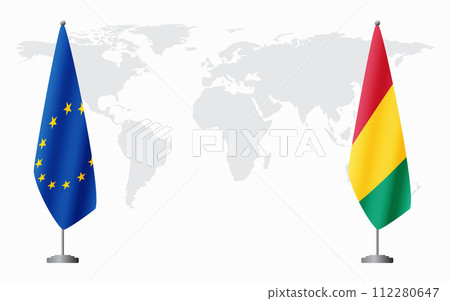 European Union and Guinea flags for official meeting European Union and Guinea flags for official meeting 112280647