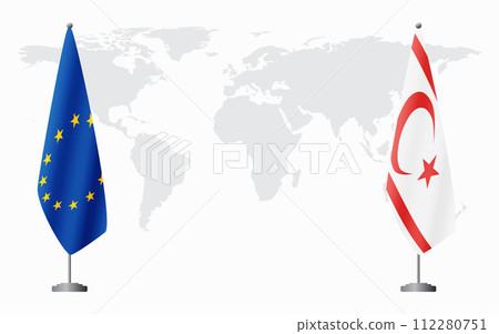 European Union and Turkish Republic of Northern Cyprus flags for 112280751
