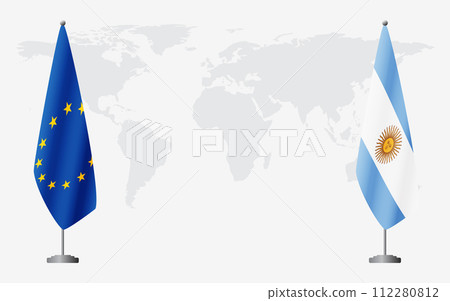 European Union and Argentina flags for official meeting 112280812