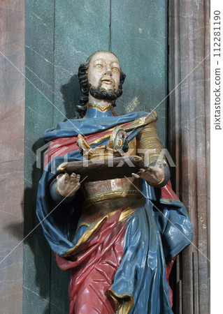 Saint Louis statue on the altar of Saint Francis of Assisi at Saint Catherine of Alexandria Church in Krapina, Croatia 112281190