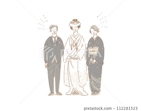 白衣新娘(隱藏的角落),晨衣父親,黑留袖母親,父母,婚禮 白衣新娘(隱藏的角落),晨衣父親,黑留袖母親,父母,婚禮 112281523